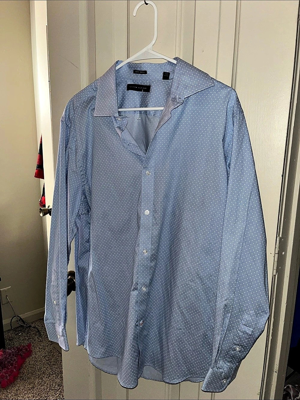 Tommy Hilfiger Polka Dot Button Down Shirt in Blue & White